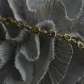 925 Sterling Silver Gold Plated Bracelet Topaz Citrine Amethyst Peridot 7.5