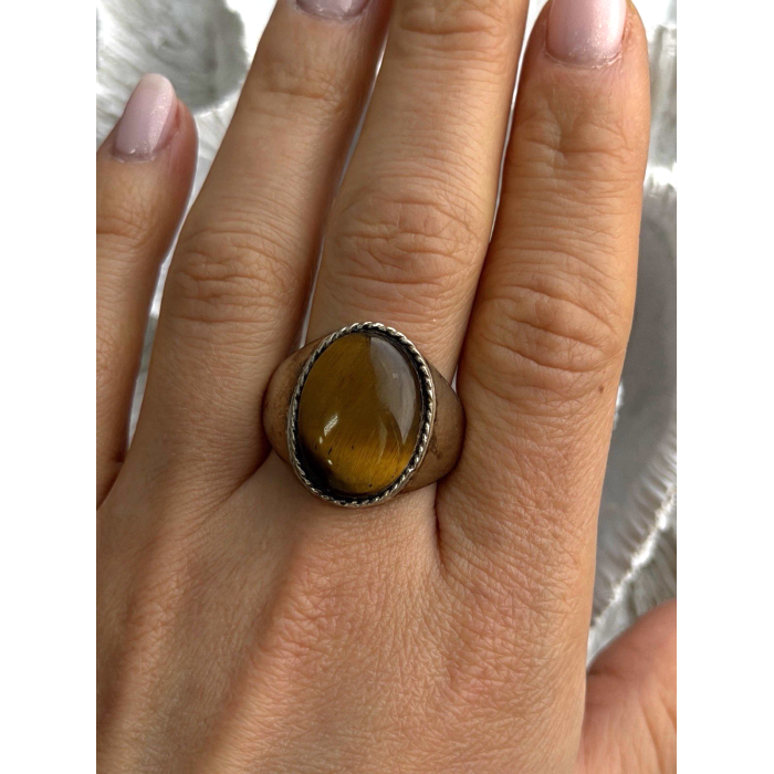 Vintage 925 Sterling Silver Tiger's Eye Ring Size 11.5