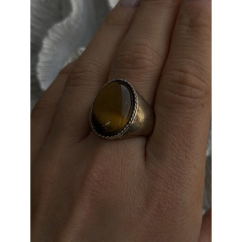 Vintage 925 Sterling Silver Tiger's Eye Ring Size 11.5