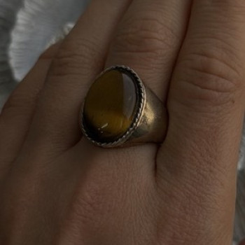 Vintage 925 Sterling Silver Tiger's Eye Ring Size 11.5