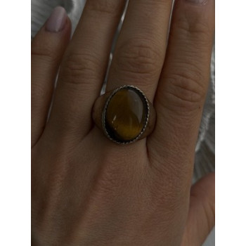 Vintage 925 Sterling Silver Tiger's Eye Ring Size 11.5