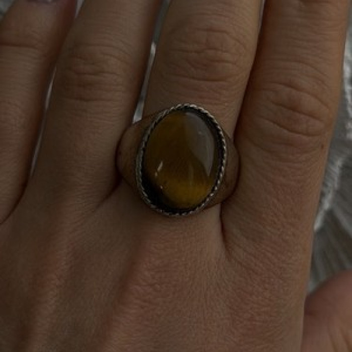 Vintage 925 Sterling Silver Tiger's Eye Ring Size 11.5