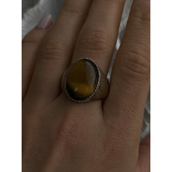 Vintage 925 Sterling Silver Tiger's Eye Ring Size 11.5