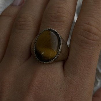 Vintage 925 Sterling Silver Tiger's Eye Ring Size 11.5