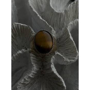 Vintage 925 Sterling Silver Tiger's Eye Ring Size 11.5