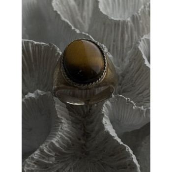 Vintage 925 Sterling Silver Tiger's Eye Ring Size 11.5
