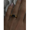 925 Sterling Silver Gold Plated Dark Blue Sapphire & Diamond Ring Size 7.5