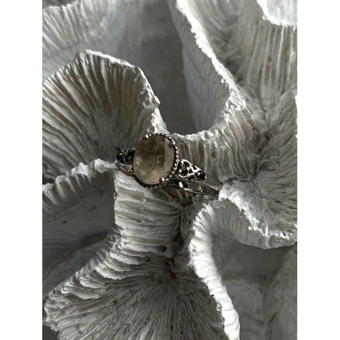 925 Sterling Silver Prasiolite Green Amethyst & Brown Tourmaline Ring Size 9