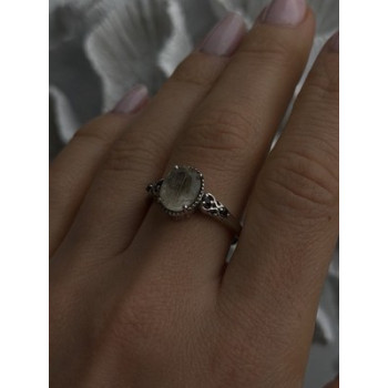 925 Sterling Silver Prasiolite Green Amethyst & Brown Tourmaline Ring Size 9