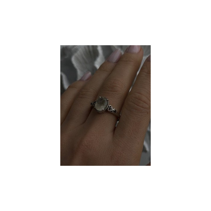 925 Sterling Silver Prasiolite Green Amethyst & Brown Tourmaline Ring Size 9