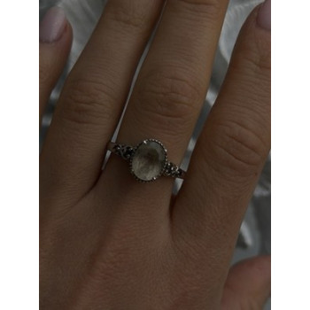 925 Sterling Silver Prasiolite Green Amethyst & Brown Tourmaline Ring Size 9