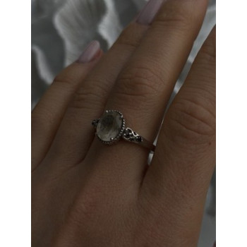 925 Sterling Silver Prasiolite Green Amethyst & Brown Tourmaline Ring Size 9