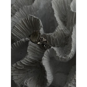 925 Sterling Silver Prasiolite Green Amethyst & Brown Tourmaline Ring Size 9