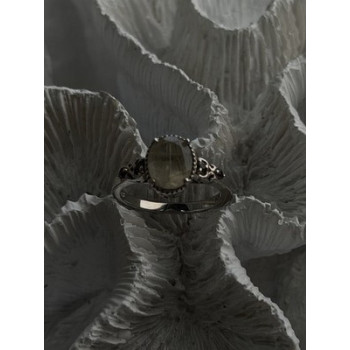 925 Sterling Silver Prasiolite Green Amethyst & Brown Tourmaline Ring Size 9