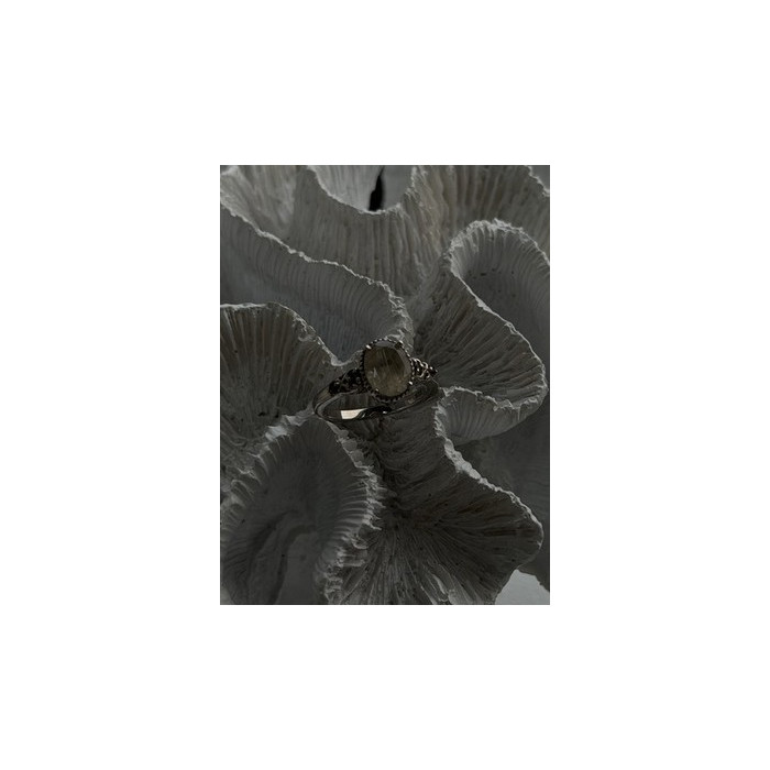 925 Sterling Silver Prasiolite Green Amethyst & Brown Tourmaline Ring Size 9