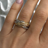 3 Colors  925 Sterling Silver Yellow & Rose Gold Plated White Topaz Ring Size 7