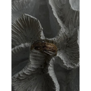 3 Colors  925 Sterling Silver Yellow & Rose Gold Plated White Topaz Ring Size 7