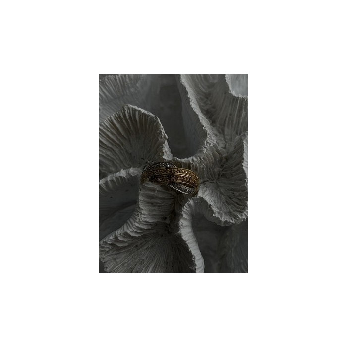 3 Colors  925 Sterling Silver Yellow & Rose Gold Plated White Topaz Ring Size 7