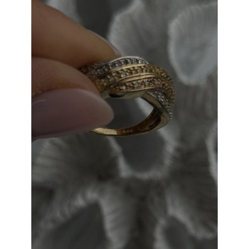 3 Colors  925 Sterling Silver Yellow & Rose Gold Plated White Topaz Ring Size 7