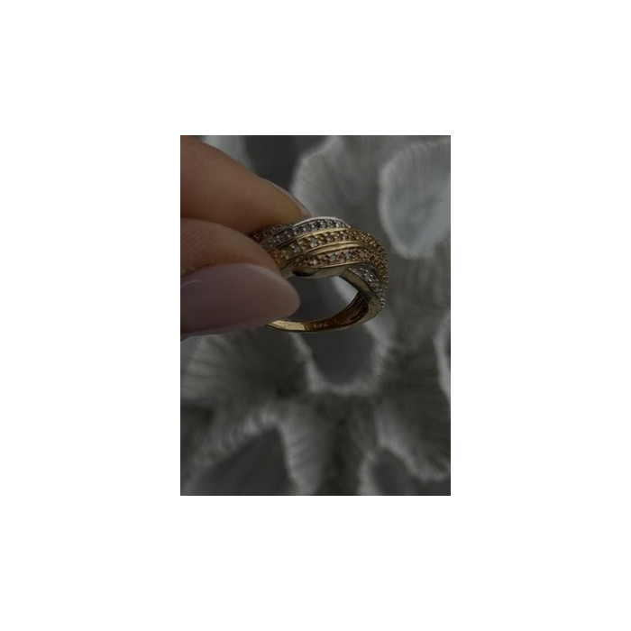 3 Colors  925 Sterling Silver Yellow & Rose Gold Plated White Topaz Ring Size 7