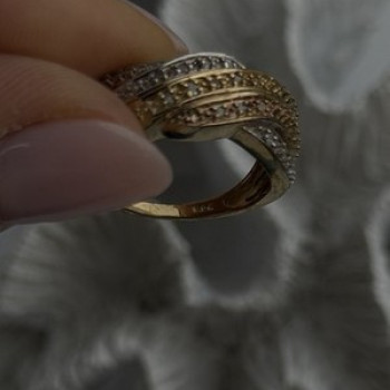 3 Colors  925 Sterling Silver Yellow & Rose Gold Plated White Topaz Ring Size 7