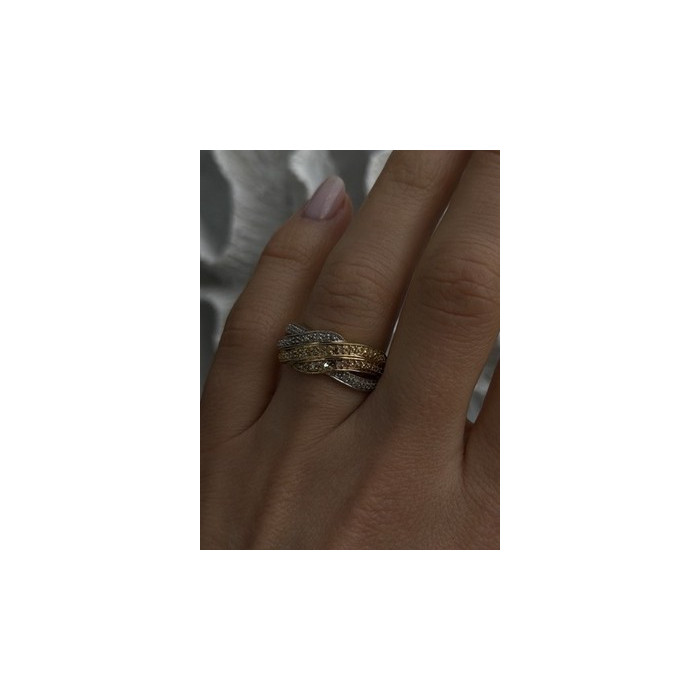 3 Colors  925 Sterling Silver Yellow & Rose Gold Plated White Topaz Ring Size 7