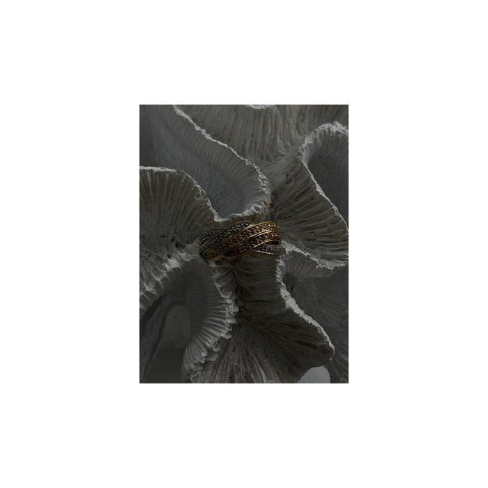 3 Colors  925 Sterling Silver Yellow & Rose Gold Plated White Topaz Ring Size 7