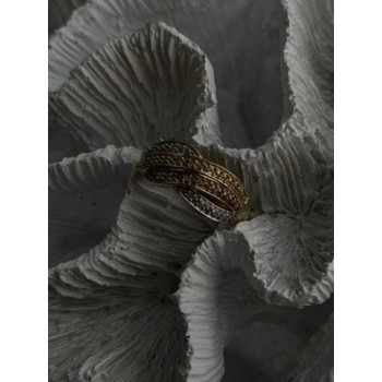 3 Colors  925 Sterling Silver Yellow & Rose Gold Plated White Topaz Ring Size 7