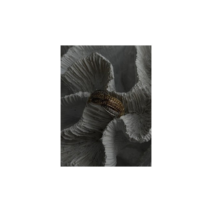 3 Colors  925 Sterling Silver Yellow & Rose Gold Plated White Topaz Ring Size 7