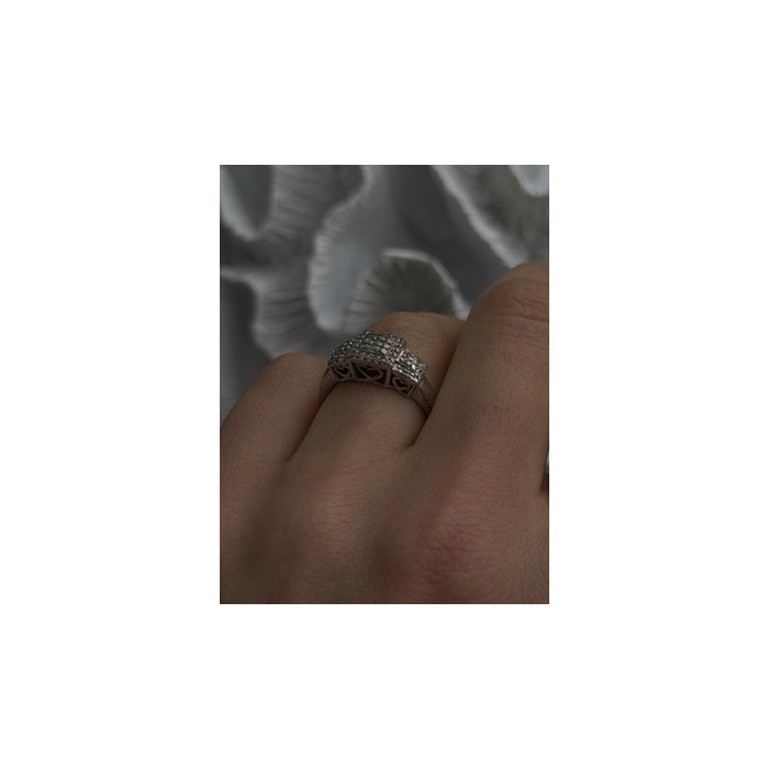 925 Sterling Silver Diamonds Heart Ring Size 7