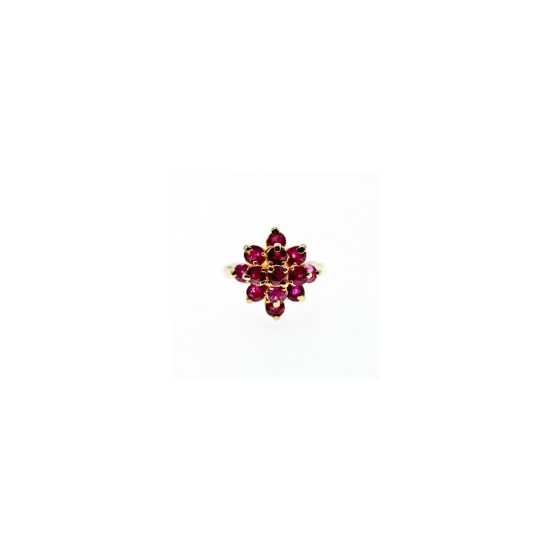 14K YELLOW GOLD RUBY RING SIZE 6.75