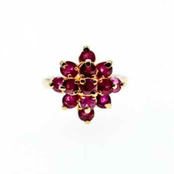 14K Yellow Gold Ruby Ring Size 6.75