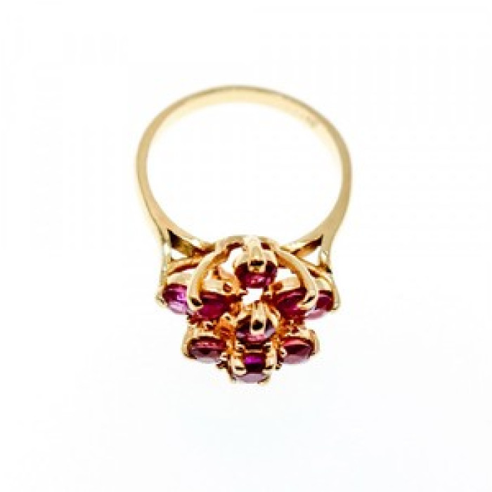 14K Yellow Gold Ruby Ring Size 6.75