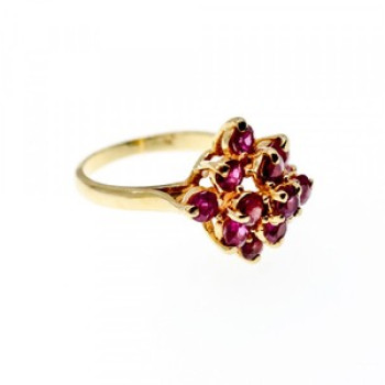 14K Yellow Gold Ruby Ring Size 6.75