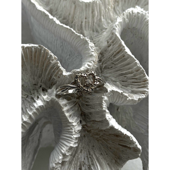 925 Sterling Silver White Colorless Topaz Heart Ring Size 7