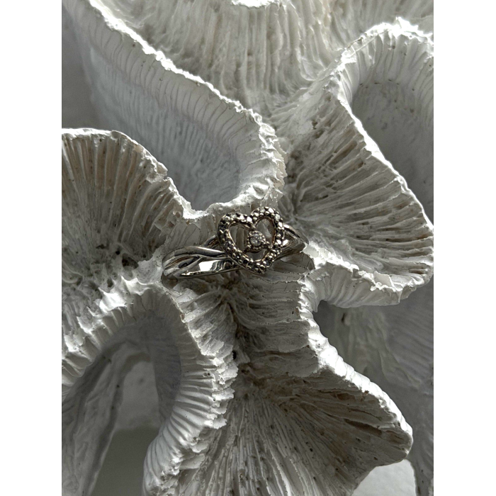 925 Sterling Silver White Colorless Topaz Heart Ring Size 7