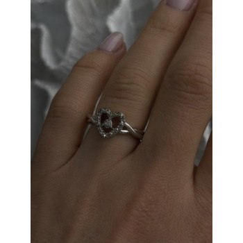 925 Sterling Silver White Colorless Topaz Heart Ring Size 7