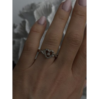 925 Sterling Silver White Colorless Topaz Heart Ring Size 7