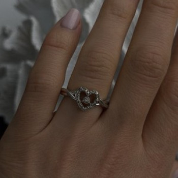 925 Sterling Silver White Colorless Topaz Heart Ring Size 7