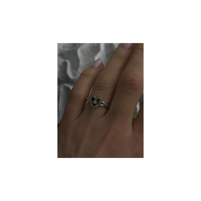 925 Sterling Silver White Colorless Topaz Heart Ring Size 7