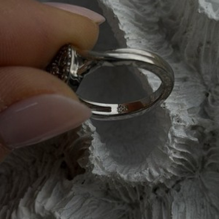 925 Sterling Silver White Colorless Topaz Heart Ring Size 7