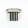 Men's 925 Sterling Silver Black Enamel Inserts Signet Ring Size 9.5