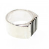 Men's 925 Sterling Silver Black Enamel Inserts Signet Ring Size 9.5