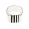 Men's 925 Sterling Silver Black Enamel Inserts Signet Ring Size 9.5