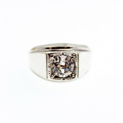 Men's 925 Sterling Silver White Beryl Ring Size 10.5