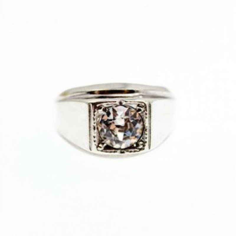 Men's 925 Sterling Silver White Beryl Ring Size 10.5