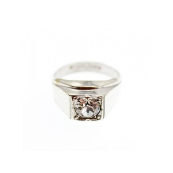 Men's 925 Sterling Silver White Beryl Ring Size 10.5