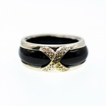 Men's 925 Sterling Silver Black Jade Ring Size 10