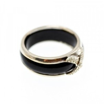 Men's 925 Sterling Silver Black Jade Ring Size 10