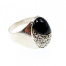 Vintage 925 Sterling Silver Black Jade & Marcasites Ring Size 8.5
